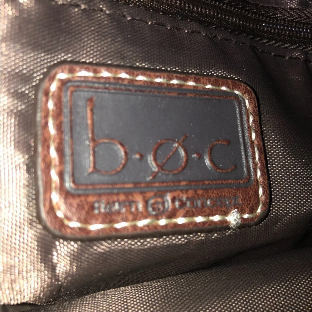 BOC SuedeLeather HandbagPurse BrownTan 2 Zip Openings No Shoulder Strap - Picture 9 of 11